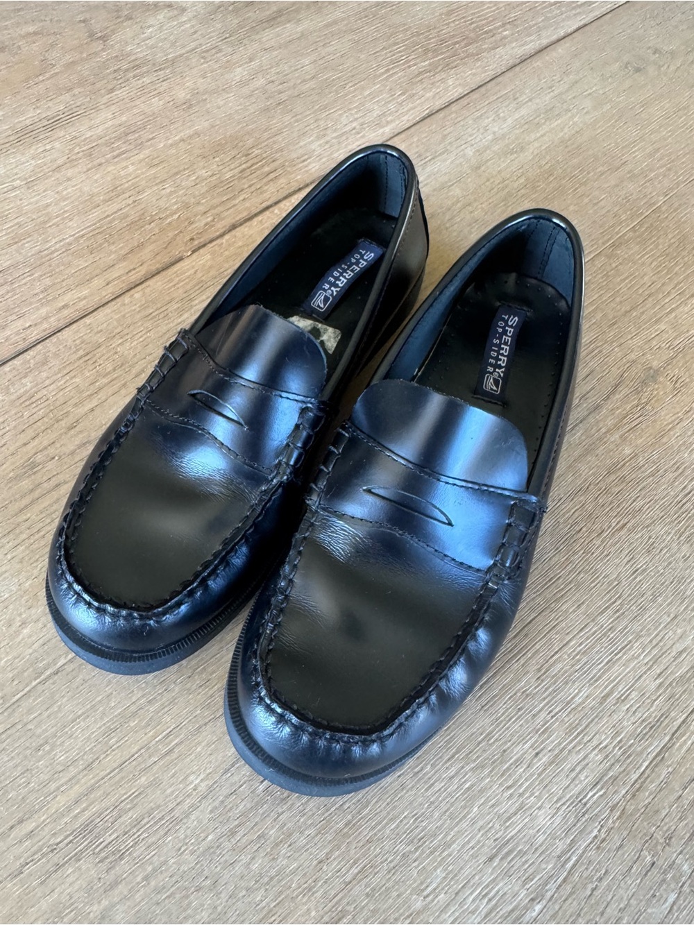 Sperry Kids Colton Black Leather Penny Loafers 6.5M